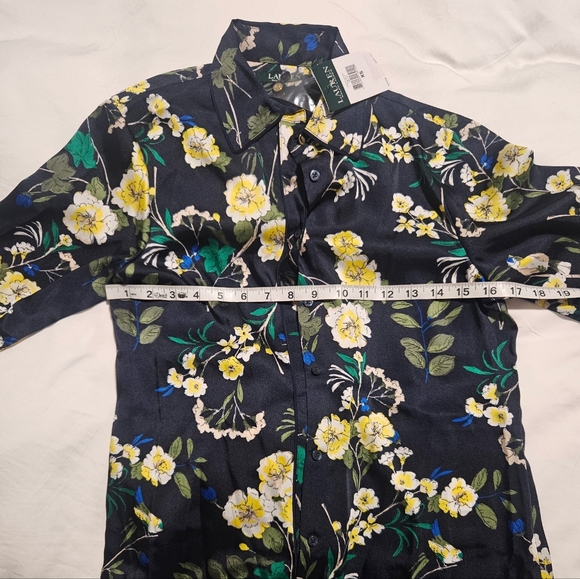 Lauren Ralph Fanella Floral Collar Button-Down Top - Picture 6 of 6